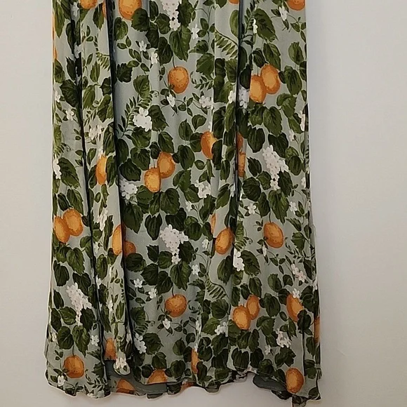 Reformation inka Floral Green and Orange Dress Drop Waist Sz Med - Picture 9 of 17